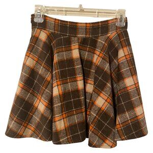 Grace Melody Plaid Brown/Orange Girls Skirt Size Small